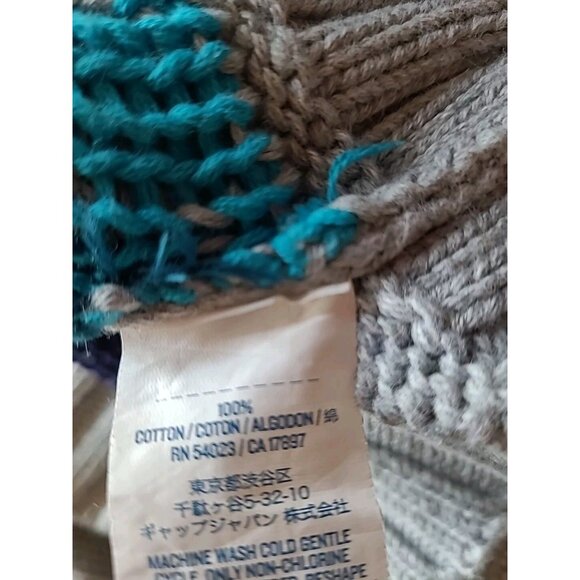 Old Navy Sweater Tunic Girls XL Grey Peace Sign Round Neck Pull Over Ribbed Hem - Picture 7 of 7